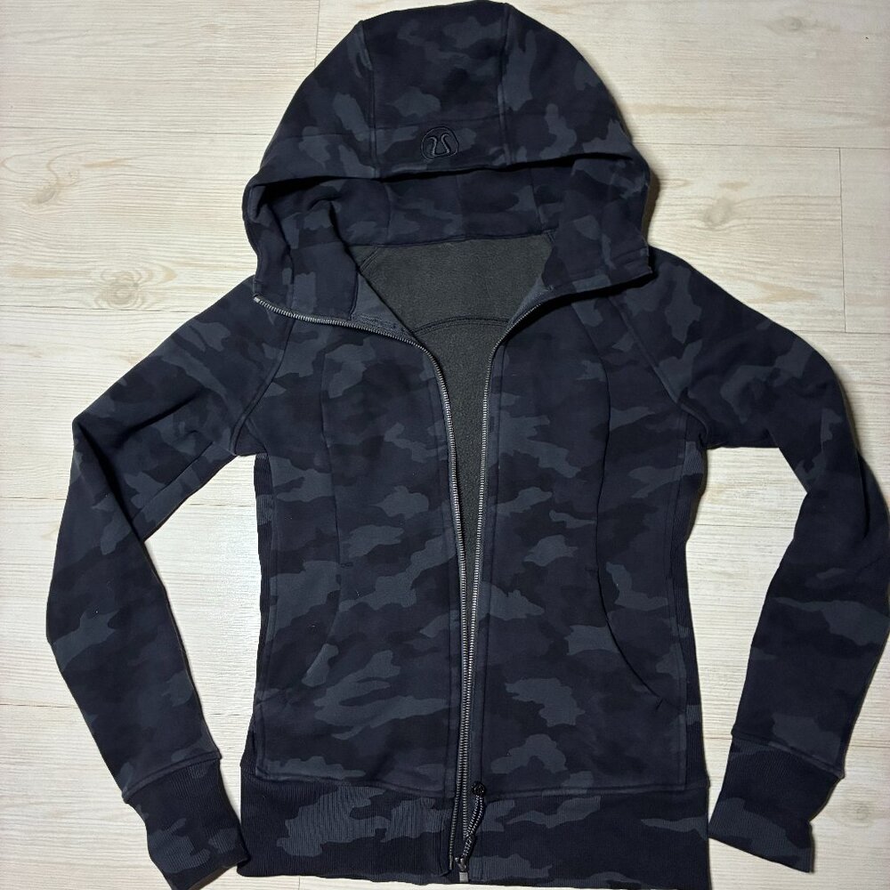 Lululemon Scuba Heritage 365 Camo Deep Coal Full-Zip Hoodie Size 6